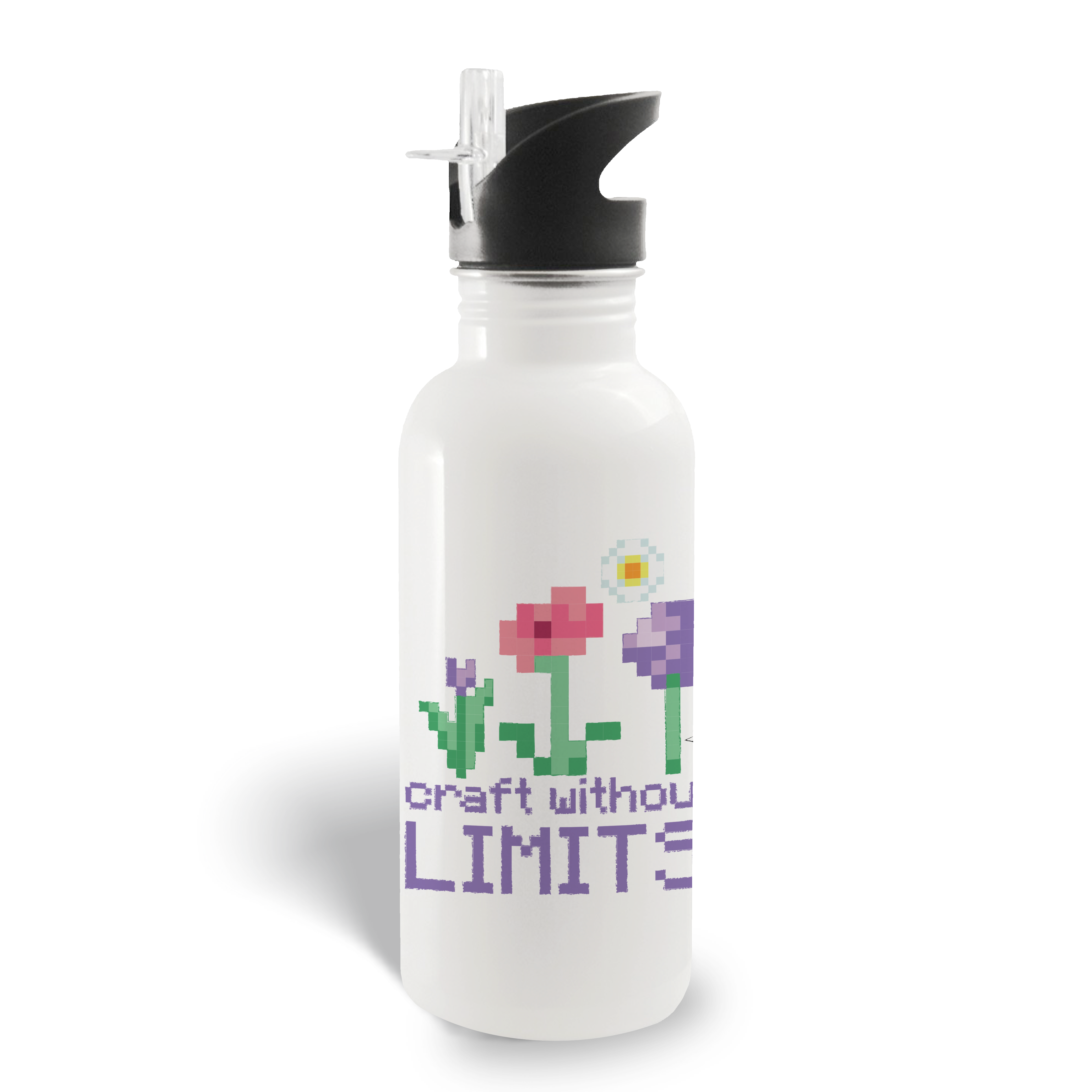 Alternative view of Minecraft Craft Without Limits 20 oz Screw Top Water Bottle with Straw