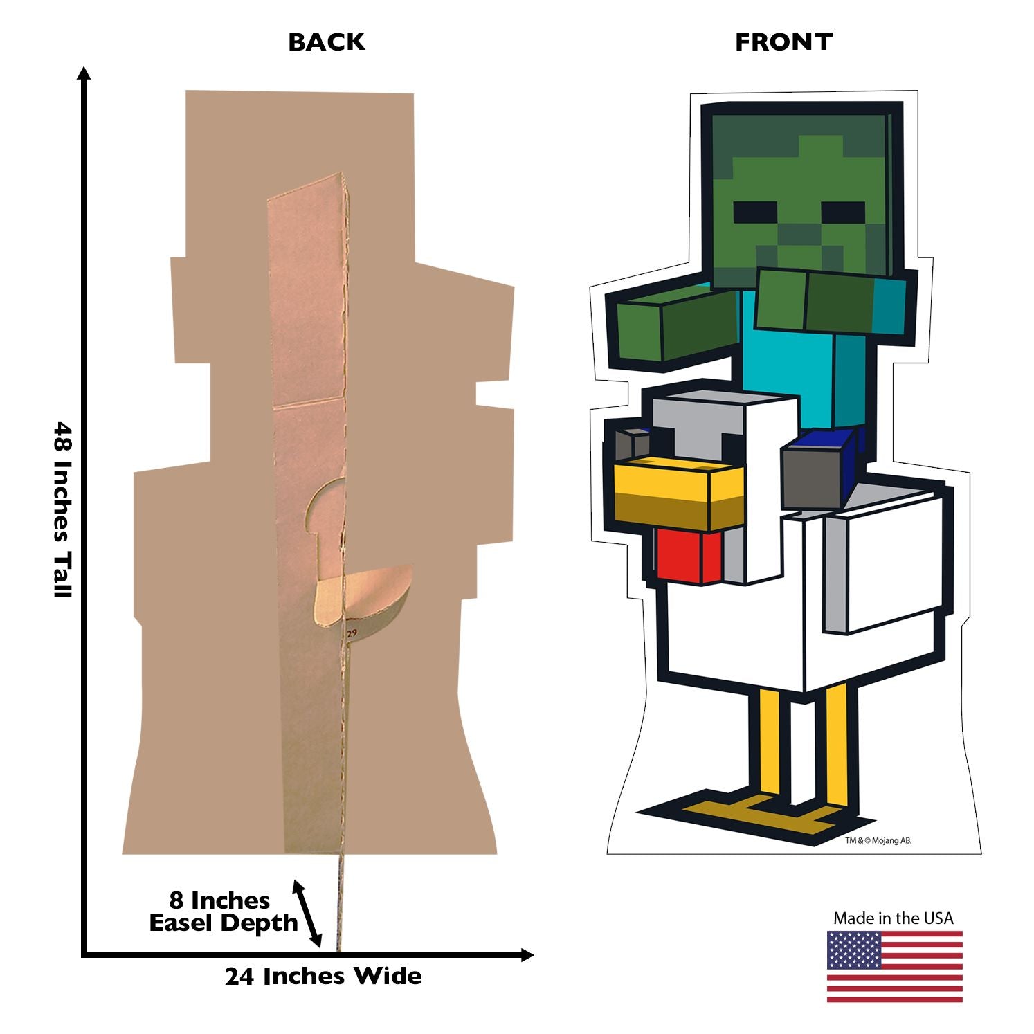 Alternative view of Minecraft Chicken Jockey Cardboard Cutout Standee