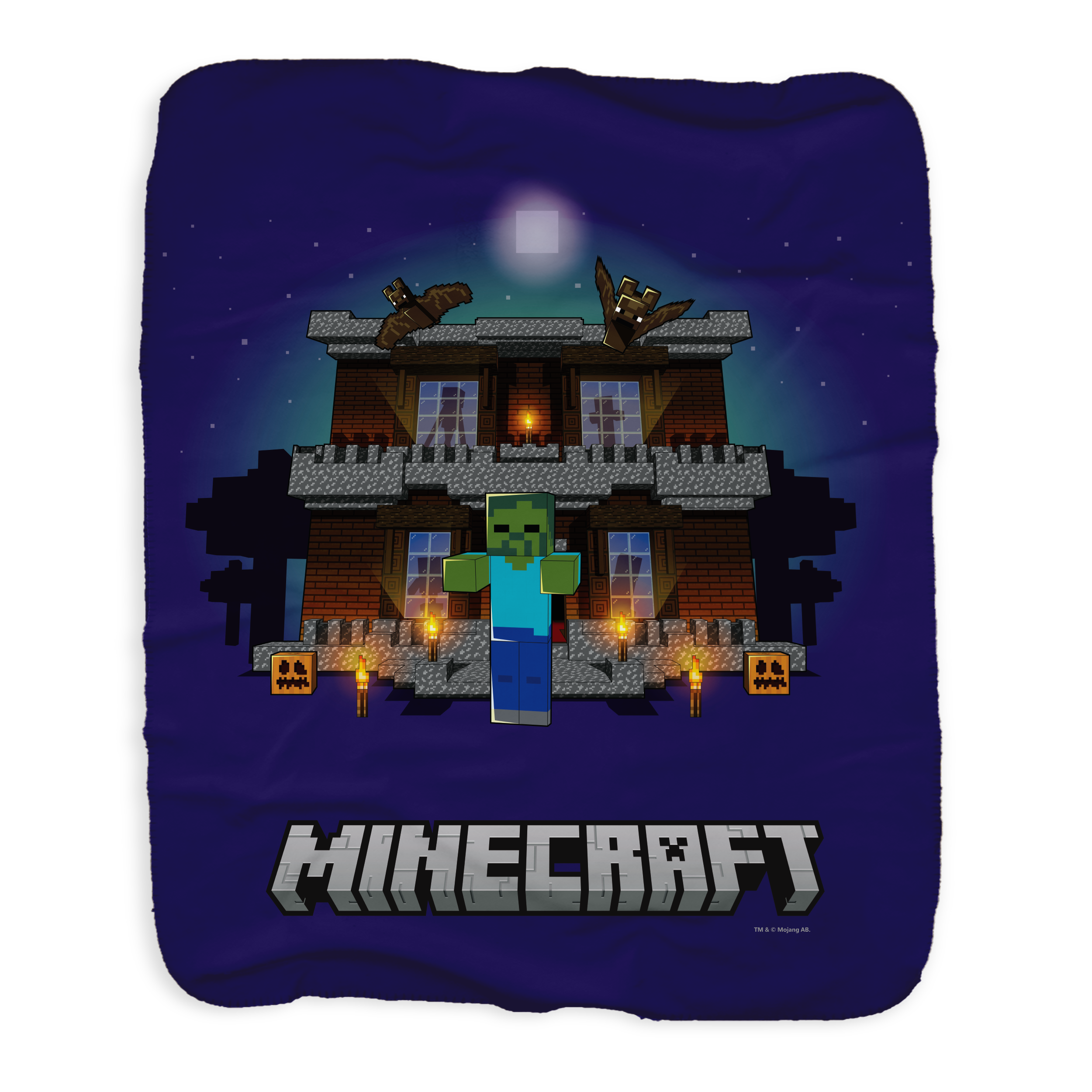 Minecraft Zombie Creepy Mansion Sherpa Blanket - Image 3