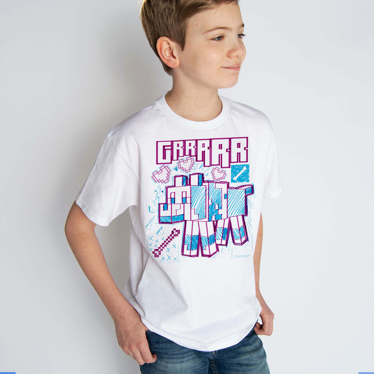 Alternative view of Minecraft Acid Sketch Wolf Kids Short Sleeve T-Shirt
