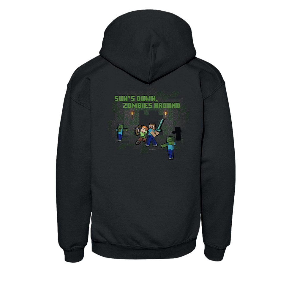 Minecraft Sun's Down, Zombies Around Kids Hoodie - Image 3