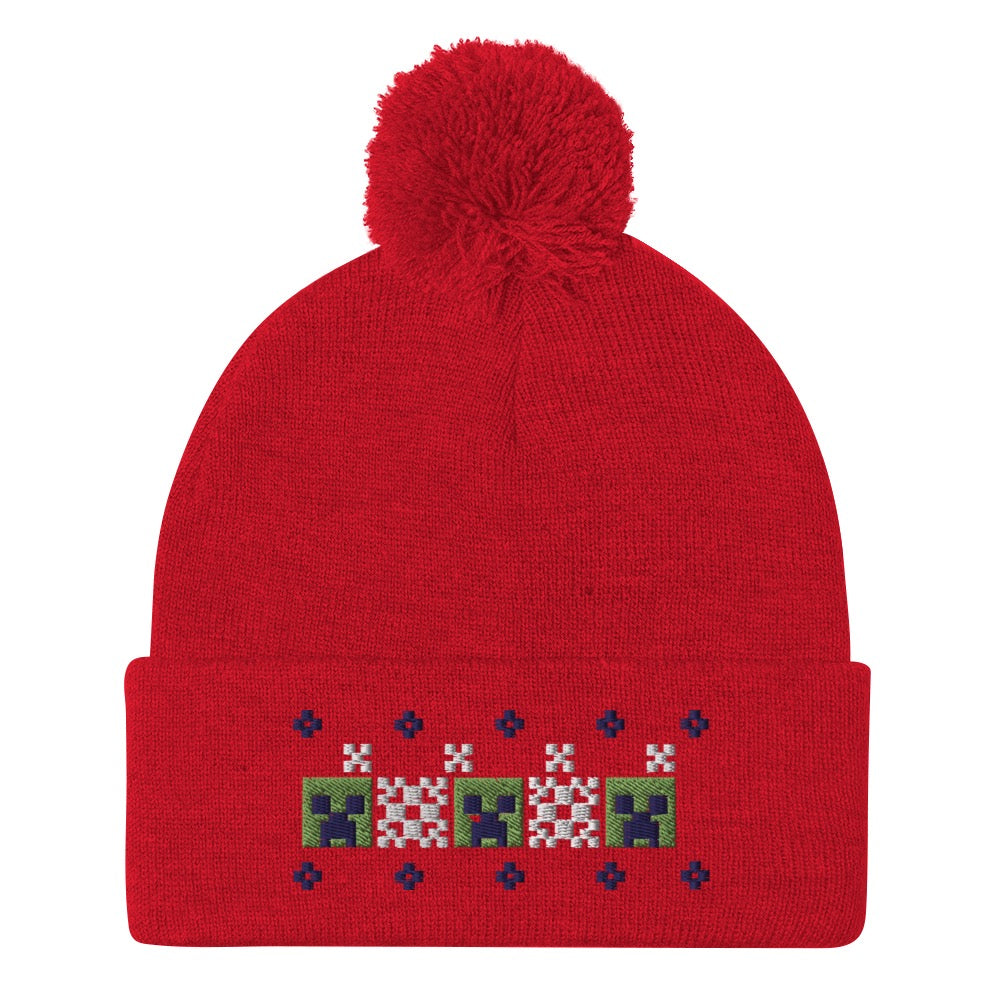 Minecraft Creeper Pom Pom Knit Beanie - Image 5