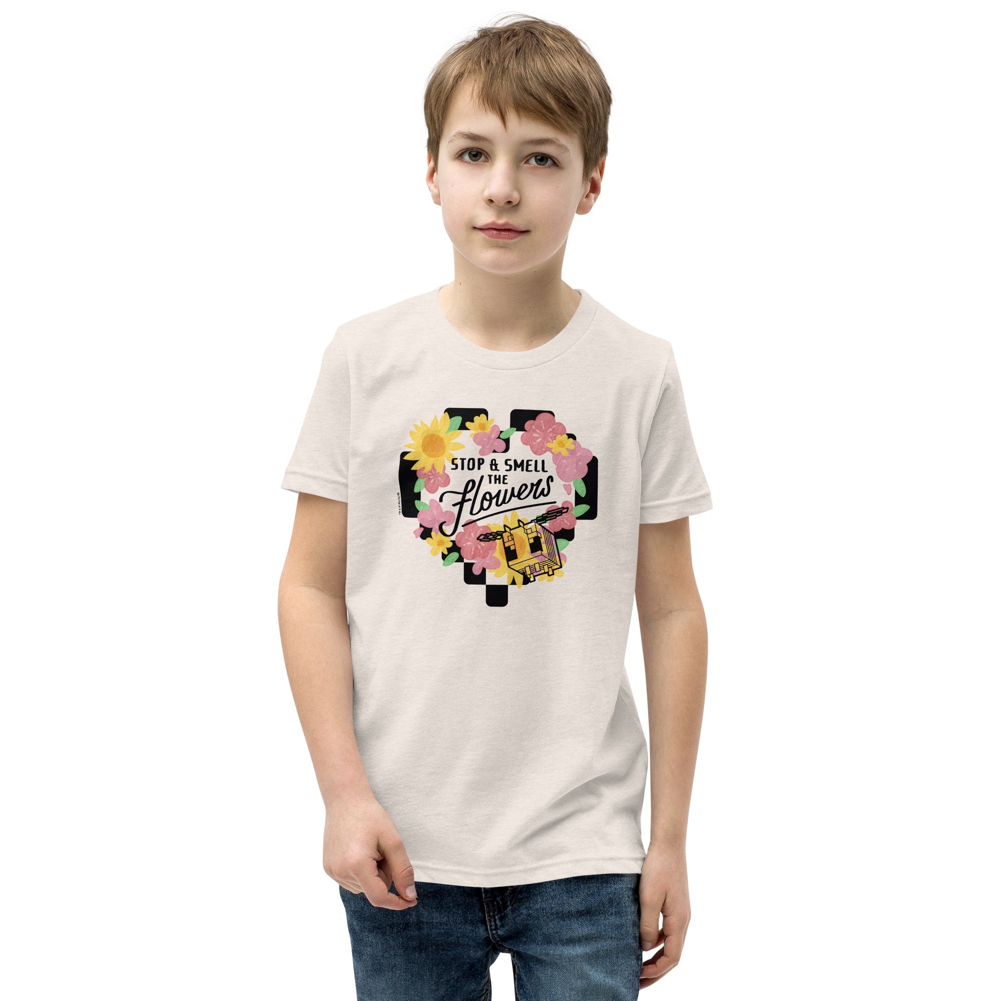 Minecraft Stop & Smell The Flowers Kids Premium T-Shirt - Image 3