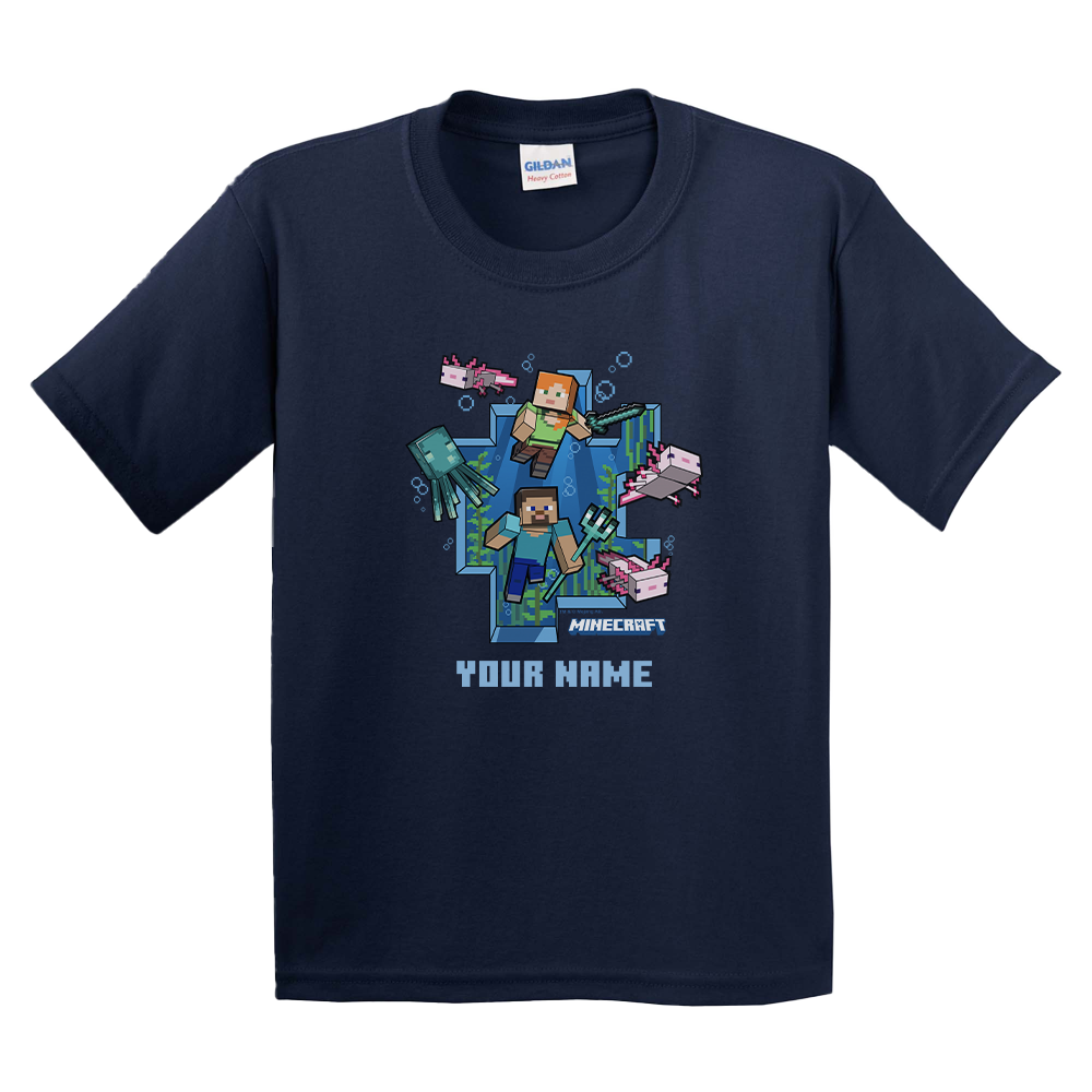 Minecraft Underwater: Personalized Kids T-Shirt