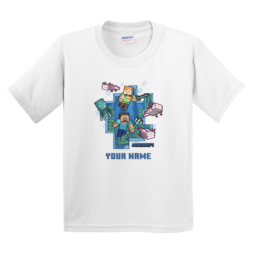 Minecraft Underwater: Personalized Kids T-Shirt - Image 3