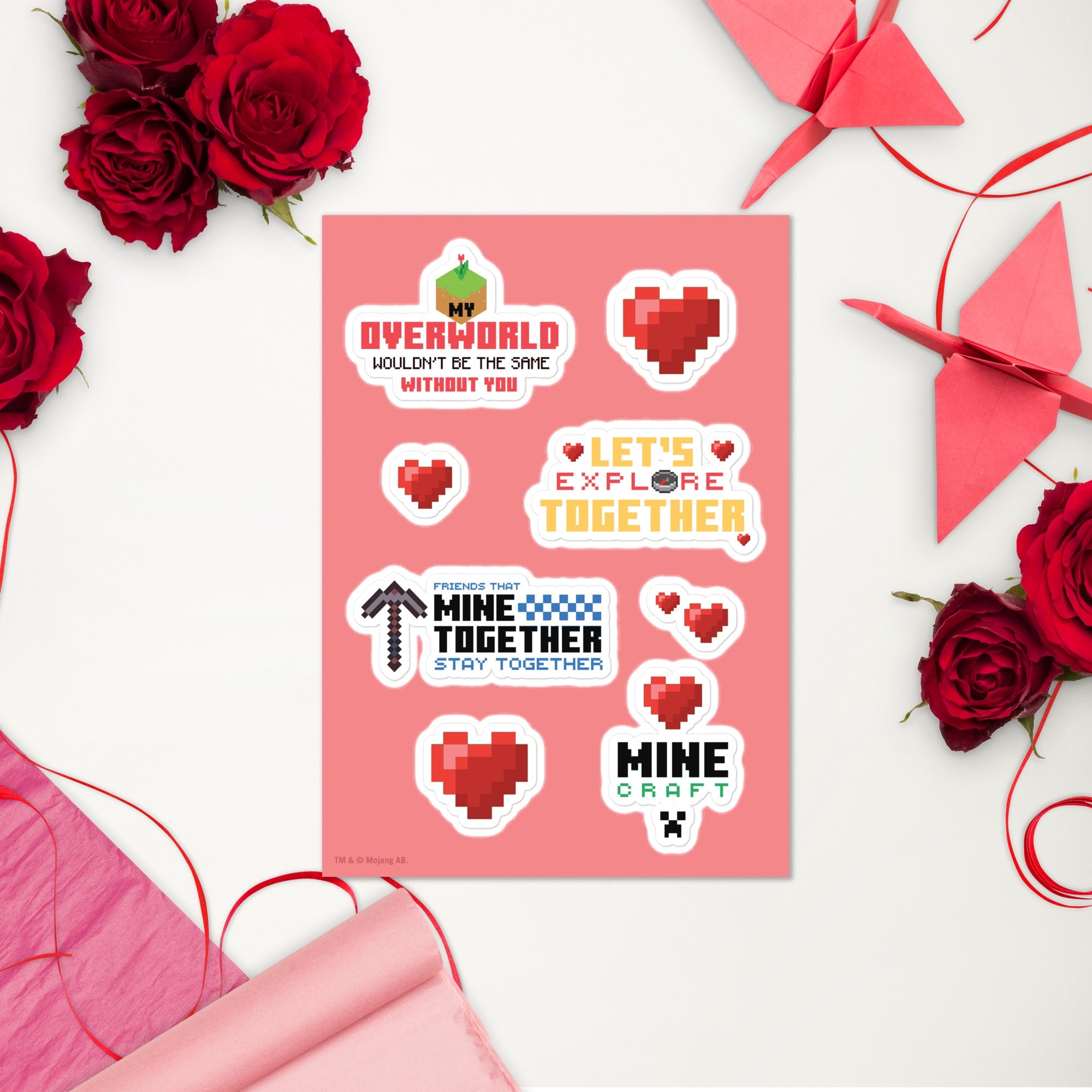 Alternative view of Minecraft Valentine's Sticker Sheet