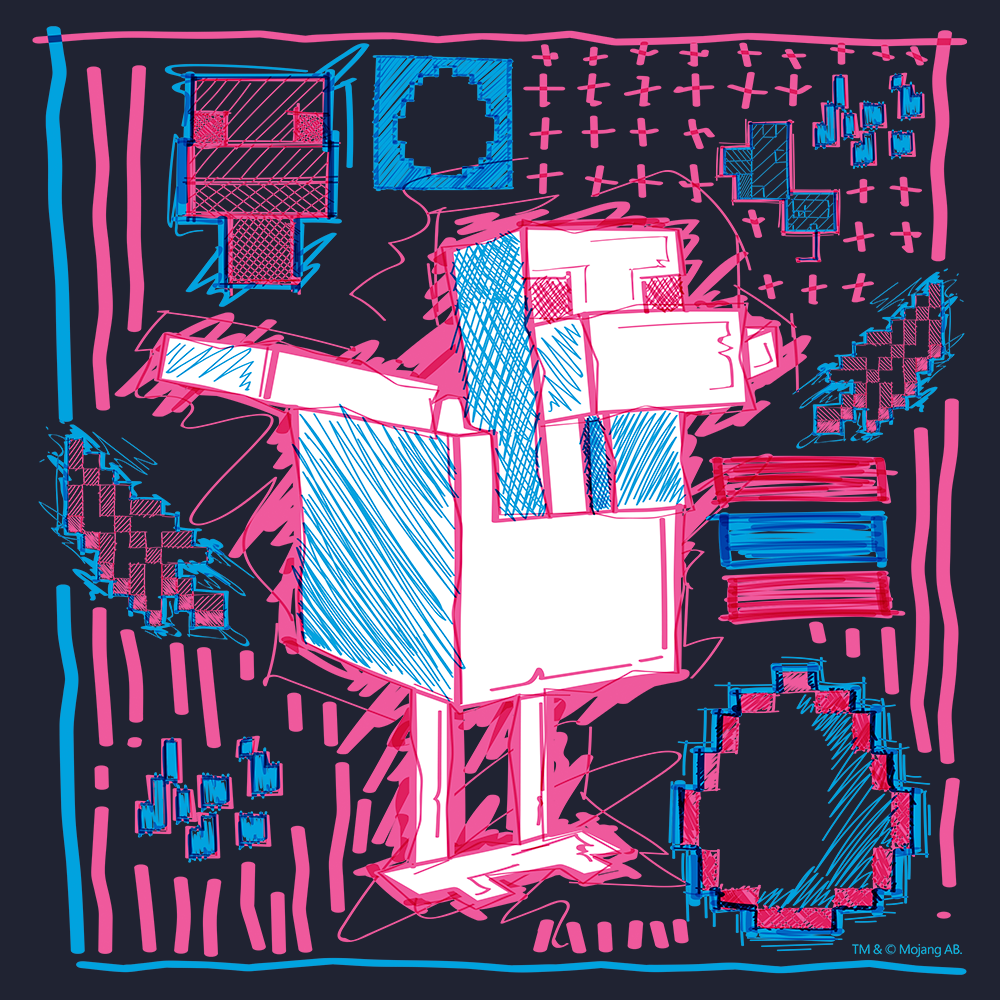 Alternative view of Minecraft Acid Sketch Chicken Adult Hoodie