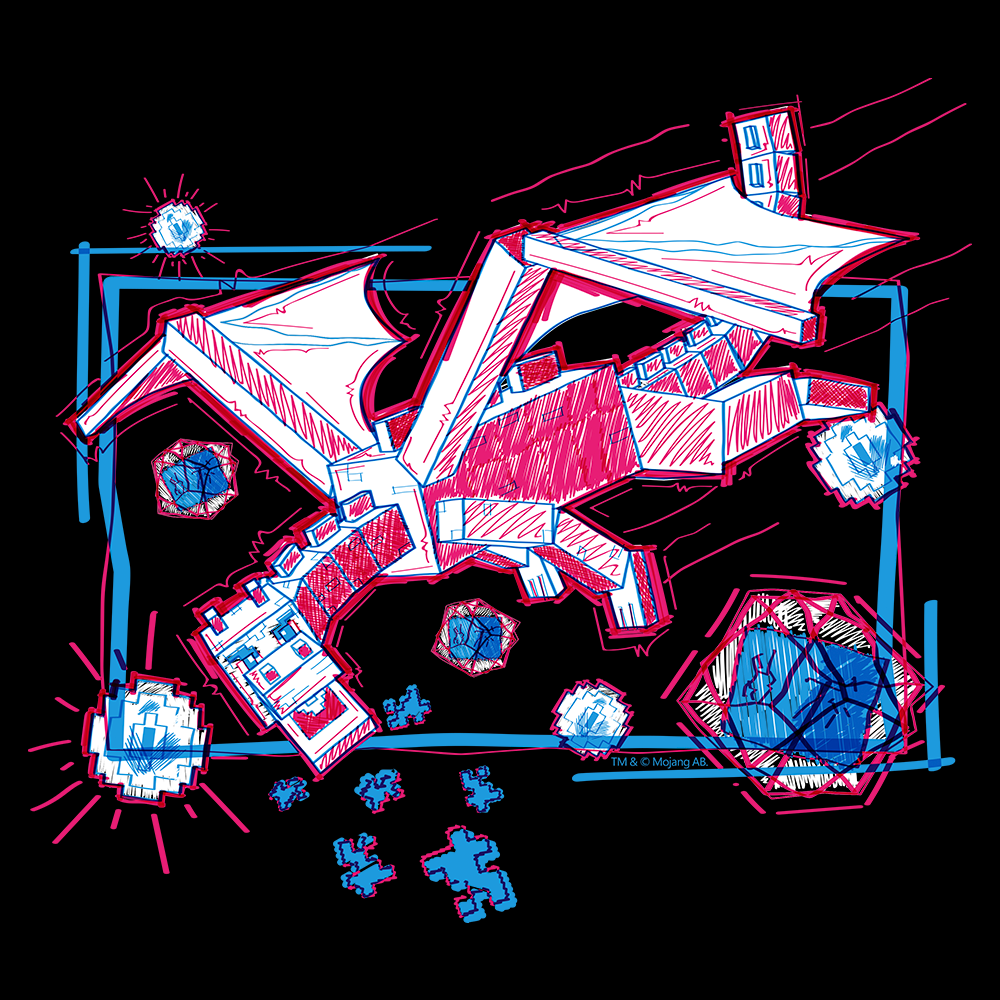 Alternative view of Minecraft Acid Sketch Ender Dragon Pullover Hoodie