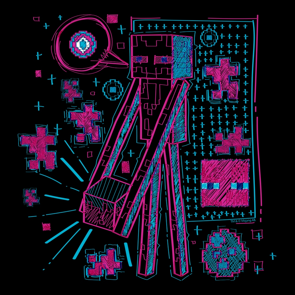 Alternative view of Minecraft Acid Sketch Enderman Adult Short Sleeve T-Shirt