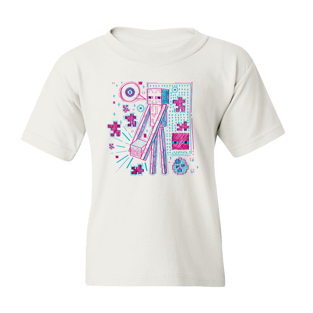 Minecraft Acid Sketch Enderman Kids Short Sleeve T-Shirt - Image 3