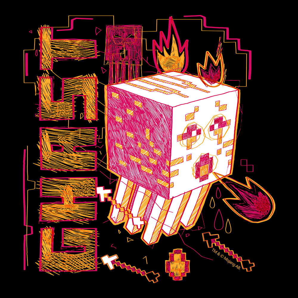 Alternative view of Minecraft Acid Sketch Ghast Kids Short Sleeve T-Shirt