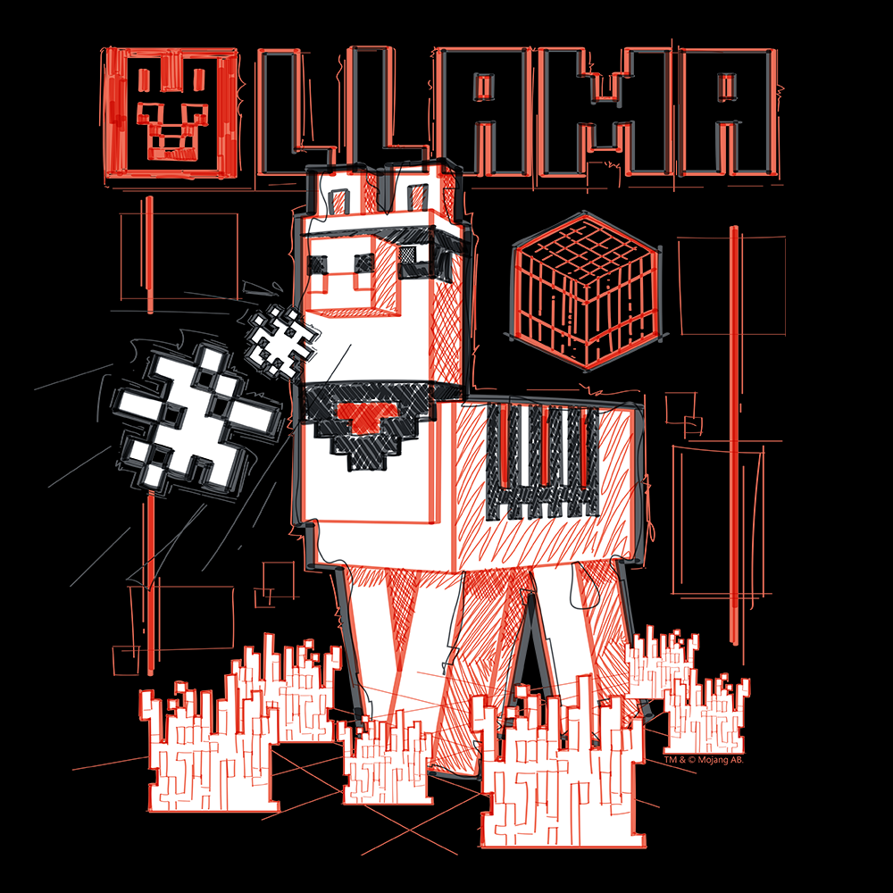 Alternative view of Minecraft Acid Sketch Llama Adult Short Sleeve T-Shirt