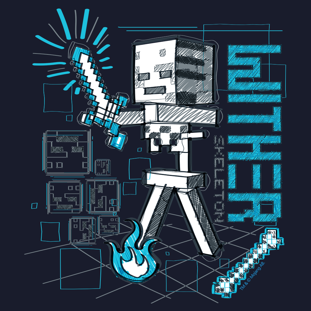 Alternative view of Minecraft Acid Sketch Wither Skeleton Kids Short Sleeve T-Shirt