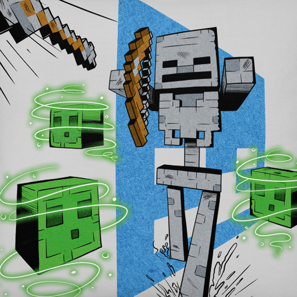Alternative view of Minecraft Skeleton Throw Pillow