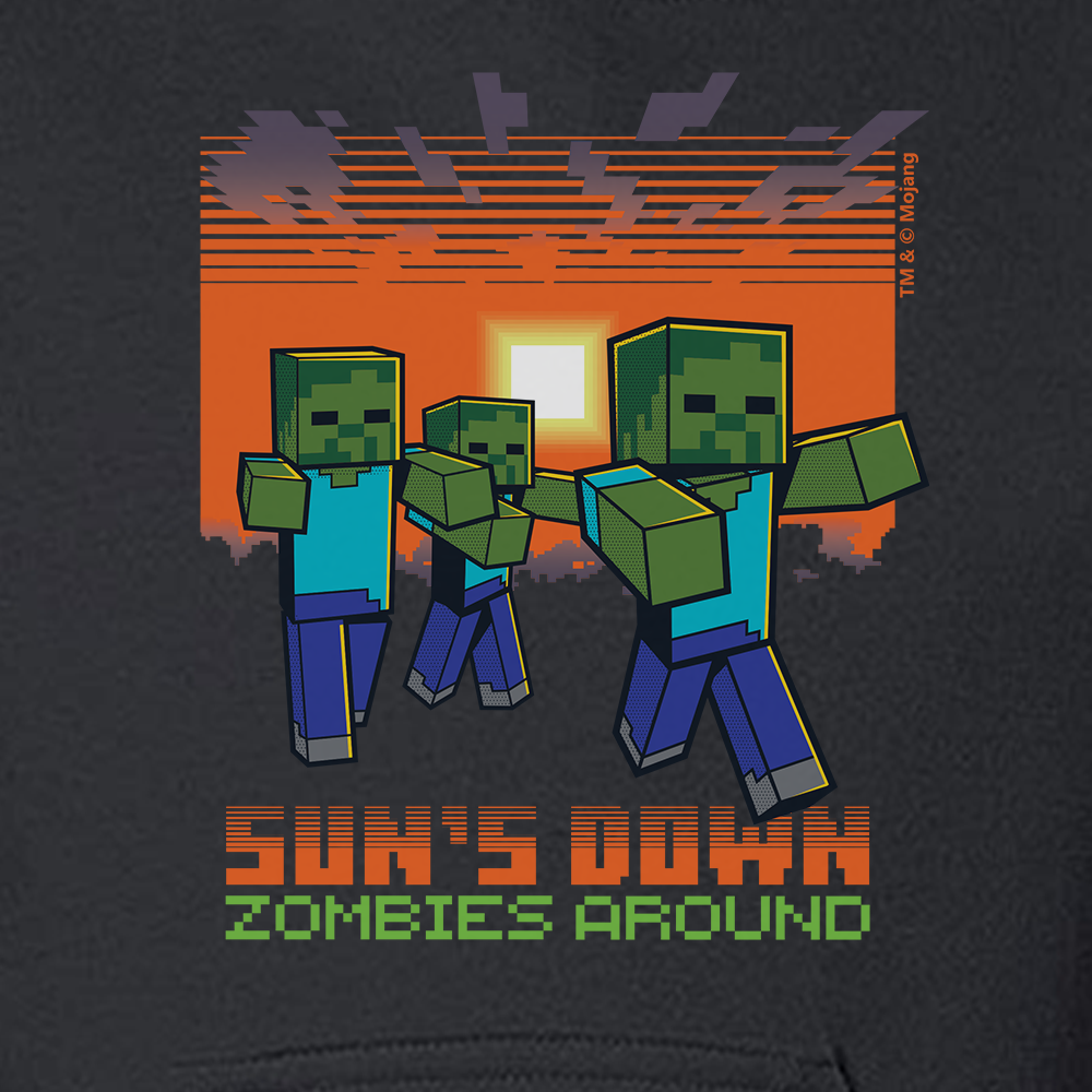Alternative view of Minecraft Jolly Mobs Zombies Around Kids Pullover Hoodie