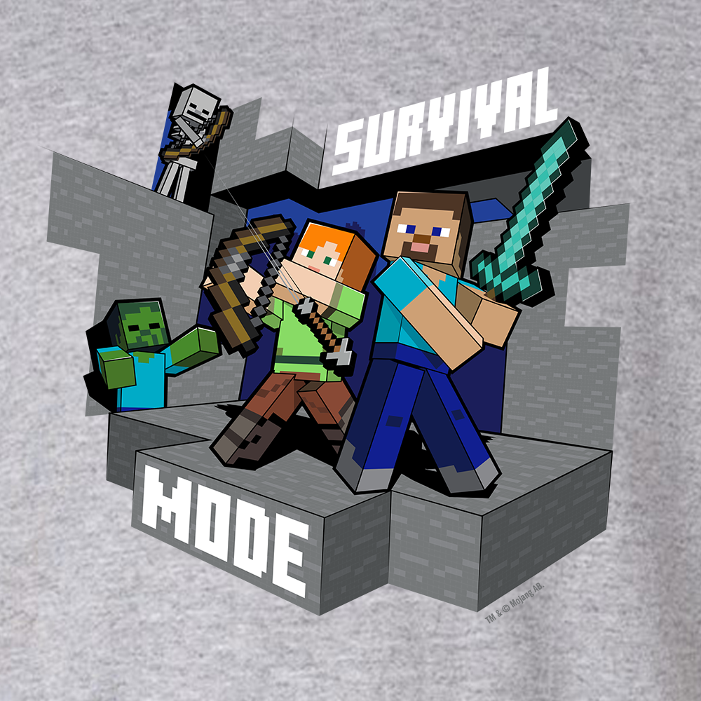 Alternative view of Minecraft Survival Mode Kids Short Sleeve T-Shirt