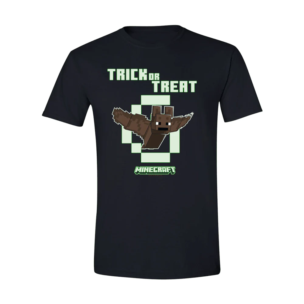 Alternative view of Minecraft Bat Trick or Treat Glow in the Dark Adult T-Shirt