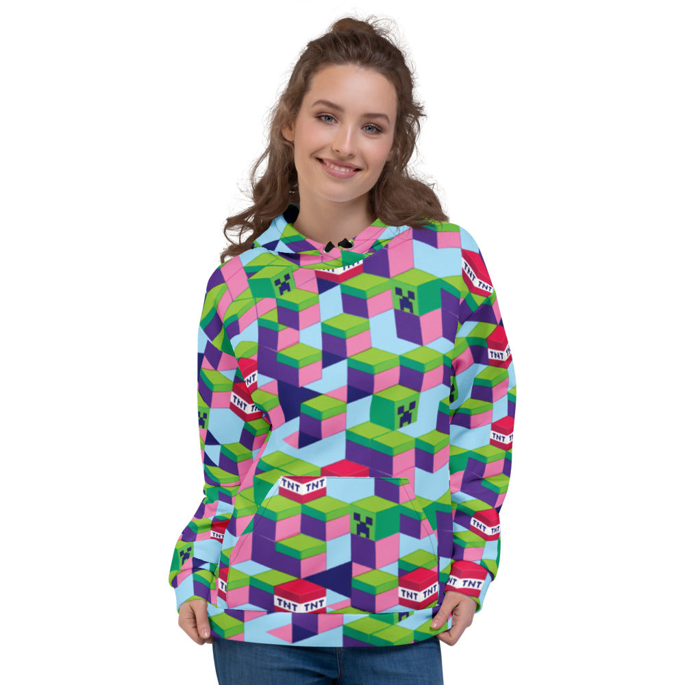 Alternative view of Minecraft Pattern Adult Hoodie