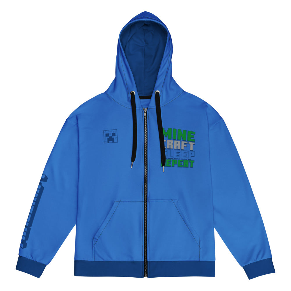 Alternative view of Minecraft Sleep Repeat Unisex Zip-Up Hoodie