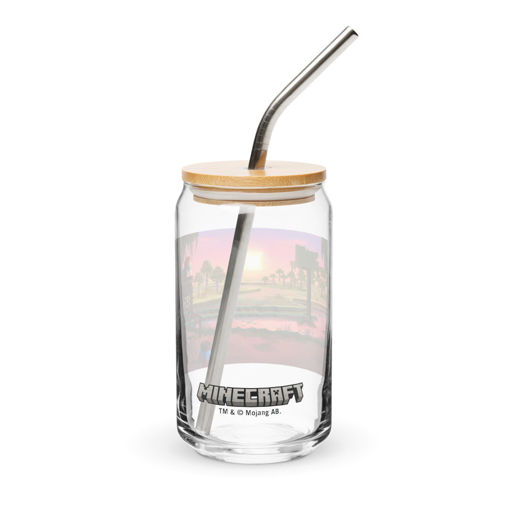 Alternative view of Minecraft Limited Loot Swamp Sunset Can-Shaped Glass with Lid and Straw