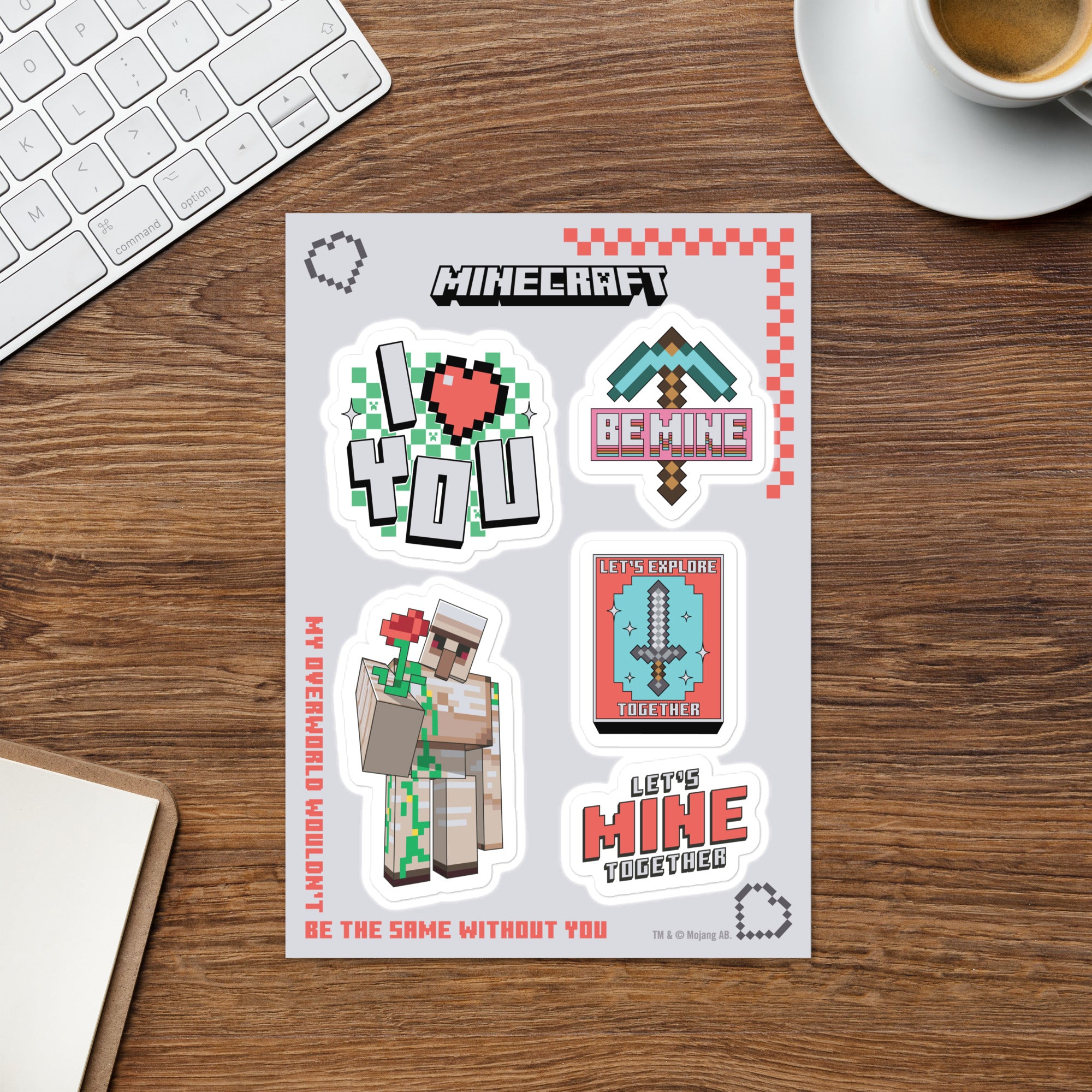 Alternative view of Minecraft Sticker Sheet Valentine's Day