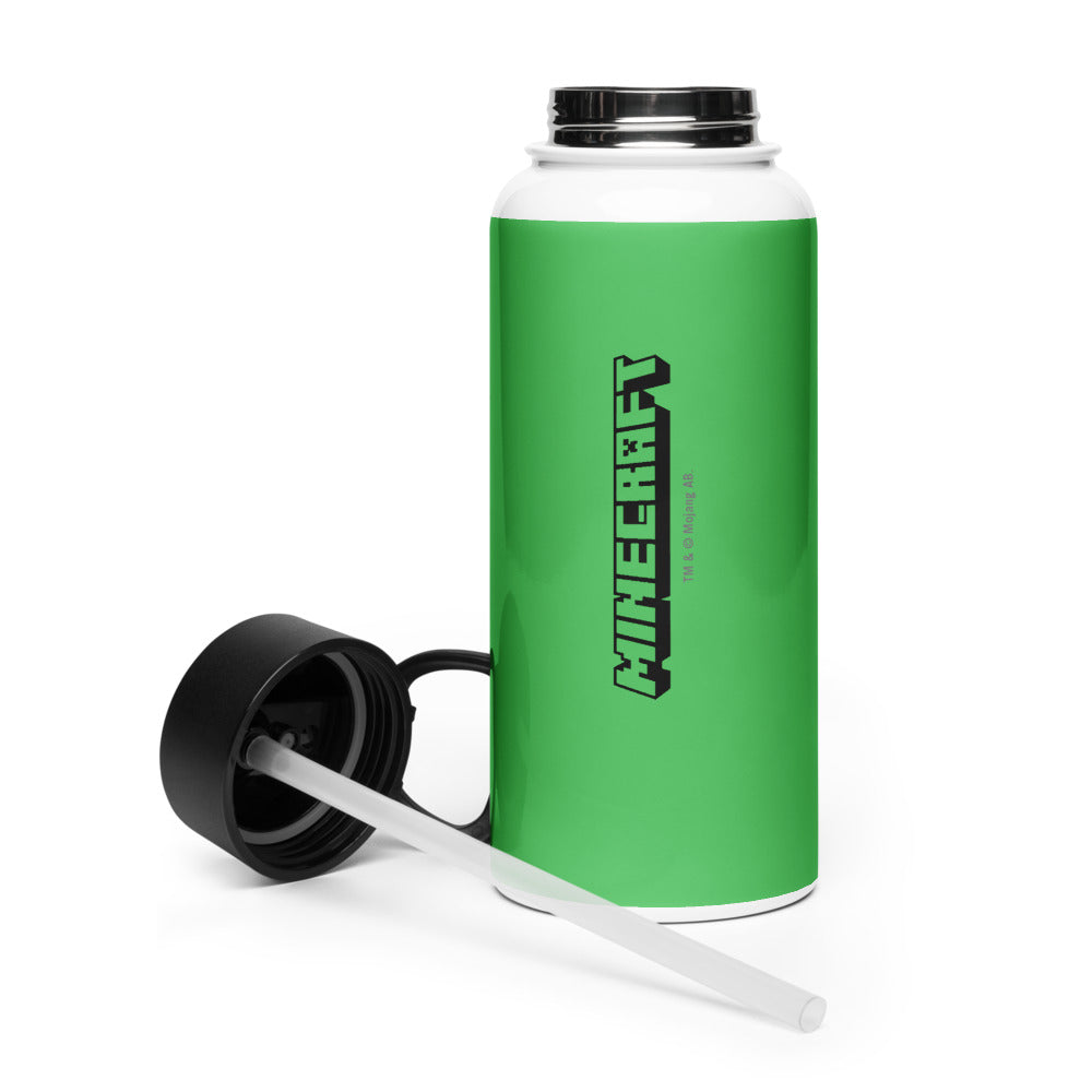 Alternative view of Minecraft Tuned In Creeper Stainless Steel Water Bottle with a Straw Lid