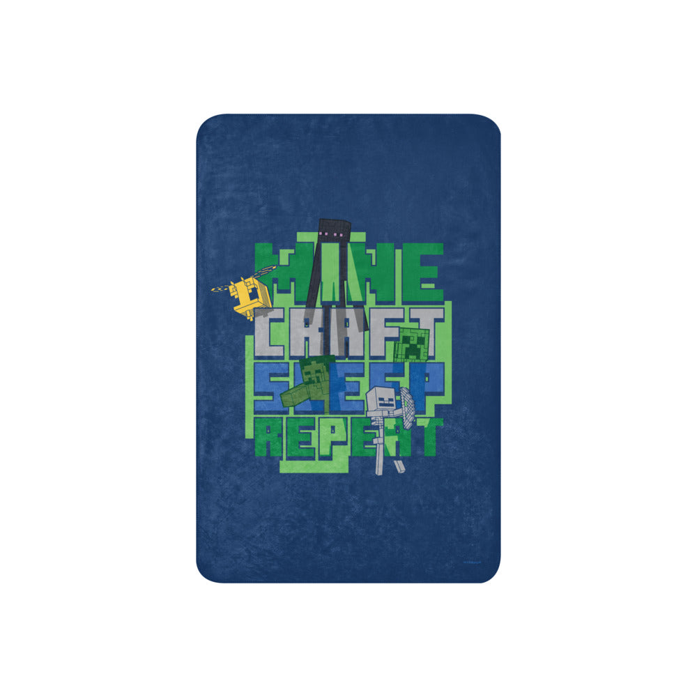 Minecraft Sleep Repeat Premium Sherpa Blanket - Image 3