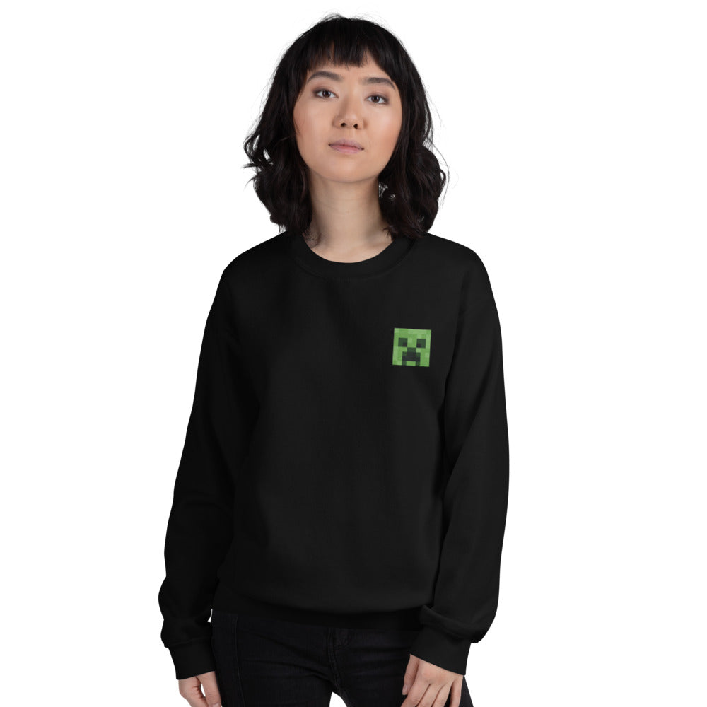 Minecraft Creeper Embroidered Adult Crewneck Sweatshirt - Image 5