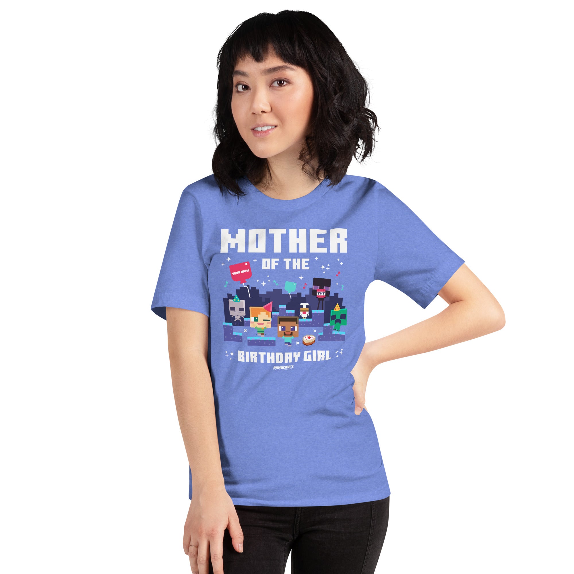 Alternative view of Minecraft Adult T-Shirt Mother Of The Birthday Girl Personalized Name