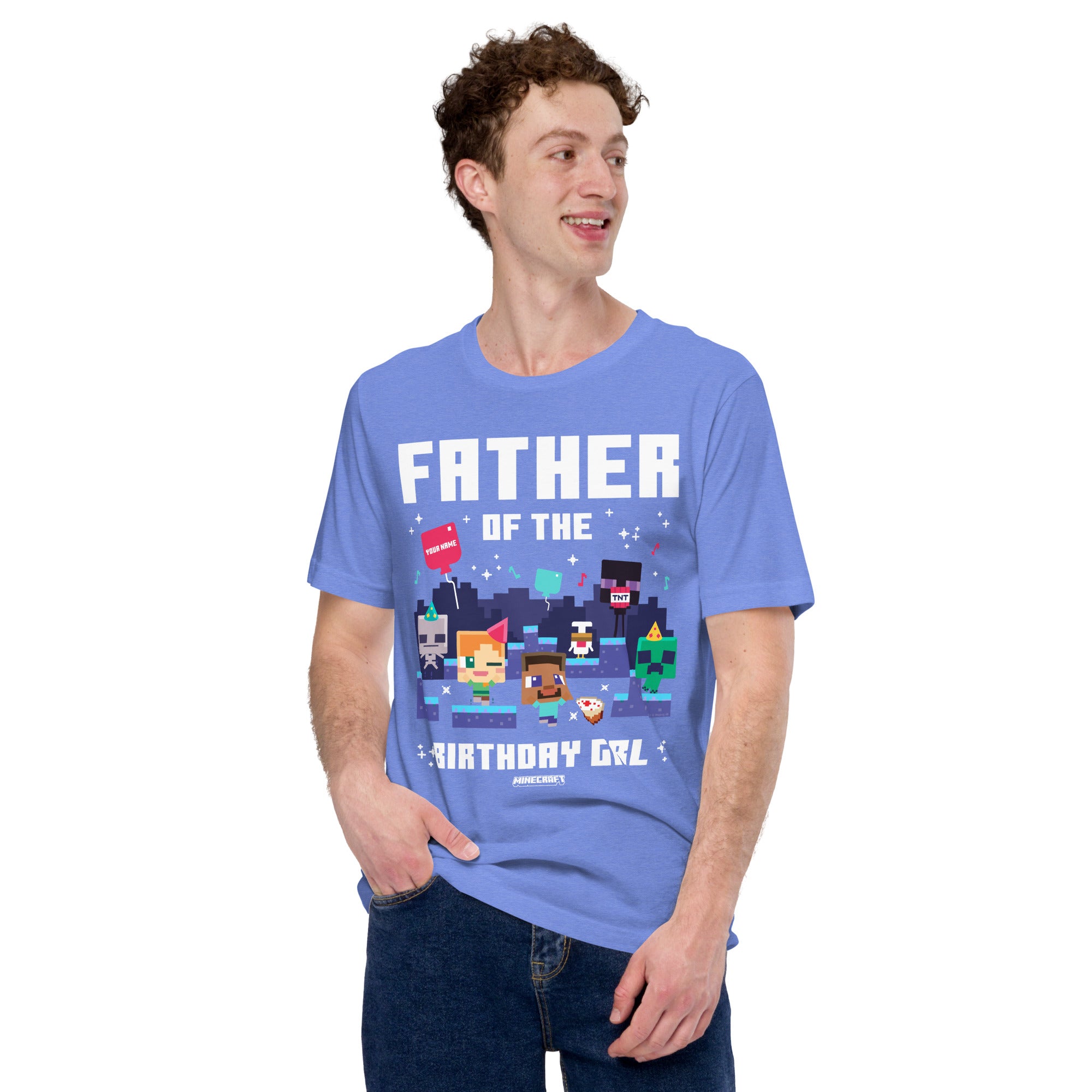 Alternative view of Minecraft Adult T-Shirt Father Of The Birthday Girl Personalized Name