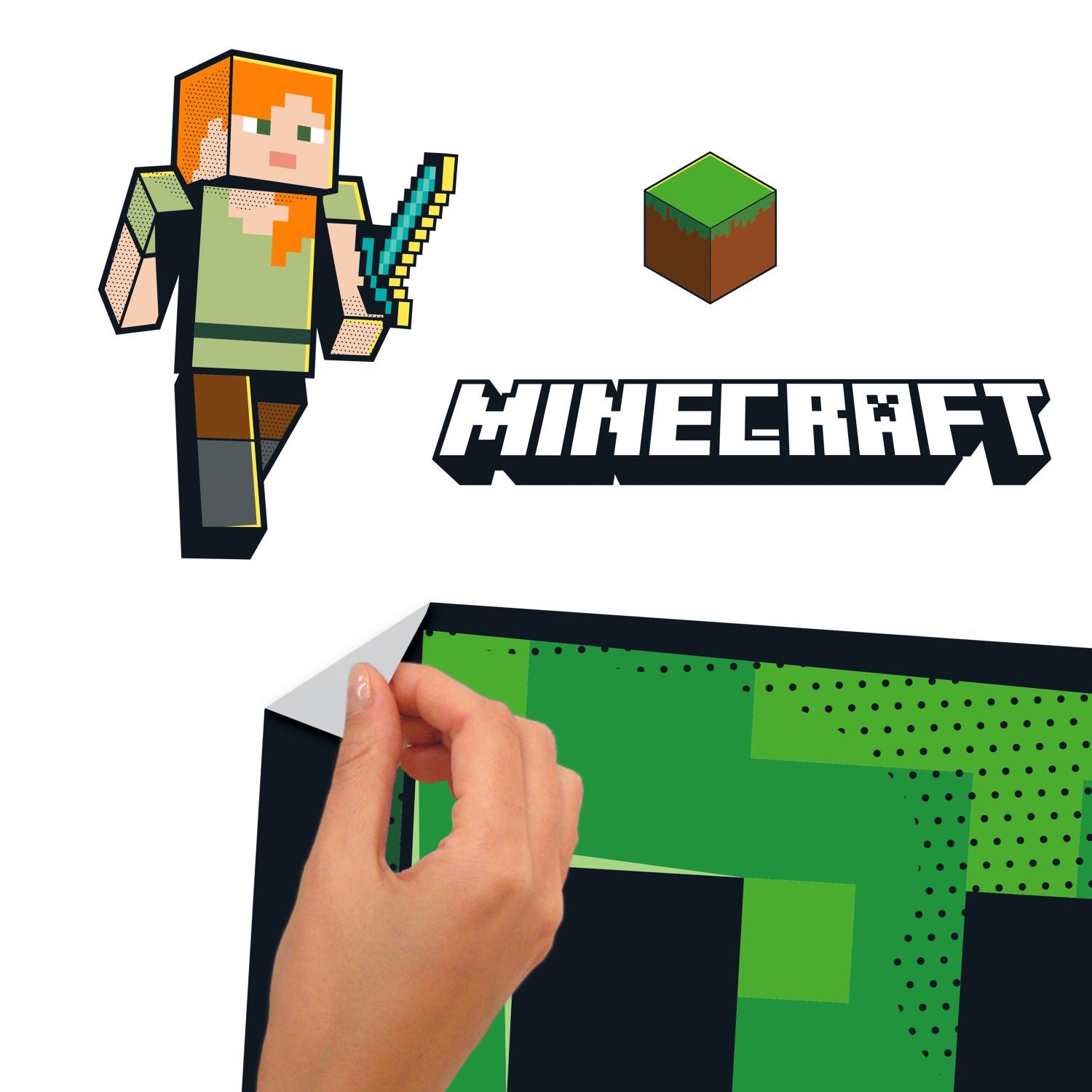 Alternative view of Minecraft Creeper Giant Wall Decals