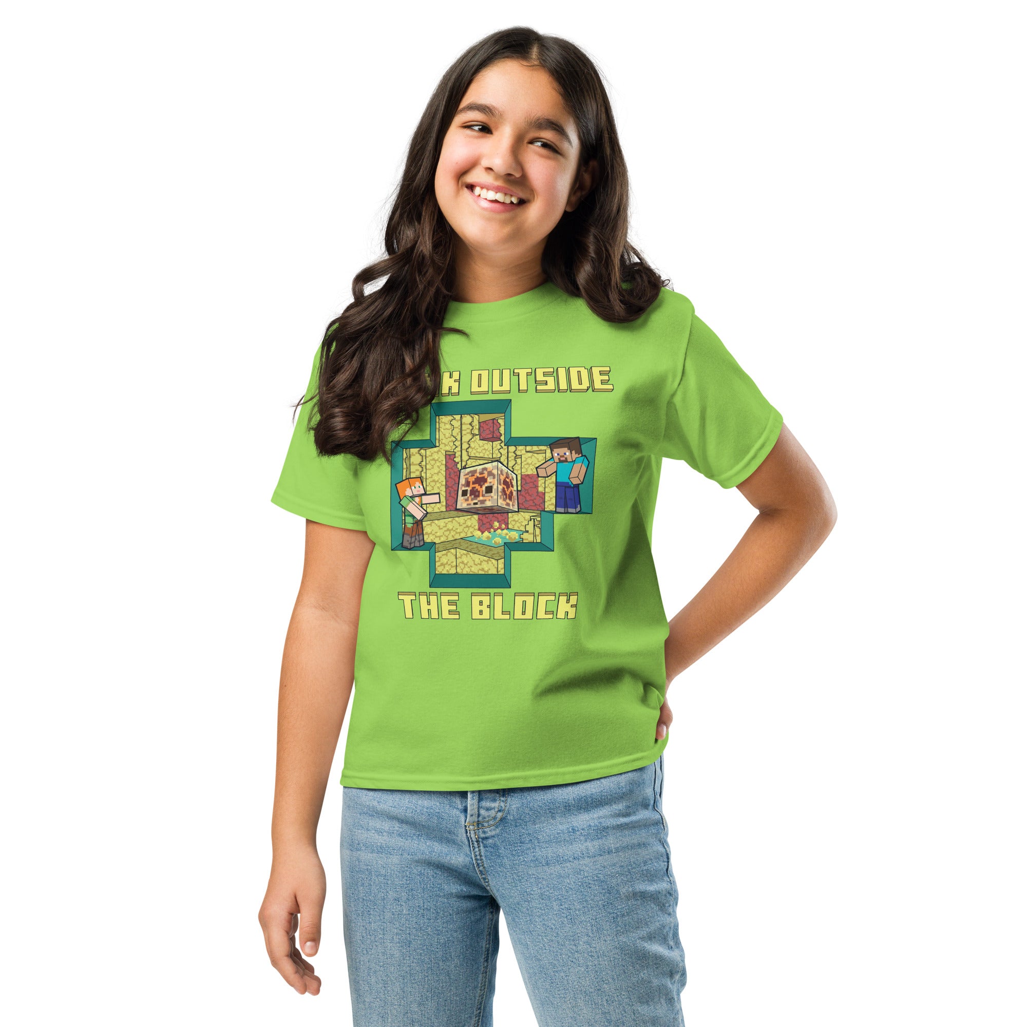 Minecraft Youth T-Shirt Think Outside The Block - Image 3